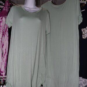 Love In Spandex blend Midi T-Shirt Dress Mint Green Made in USA